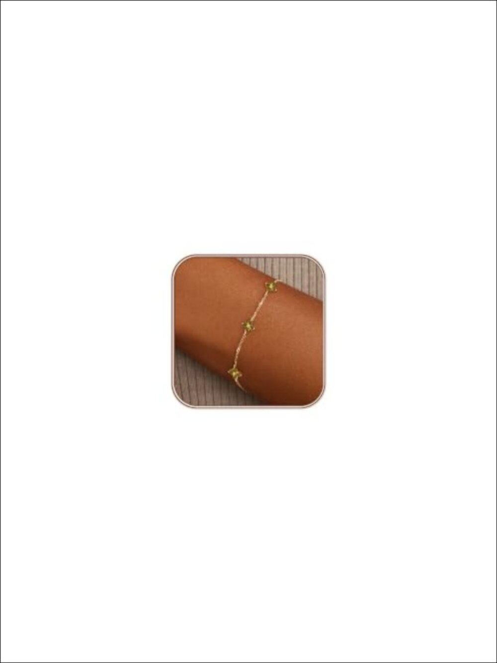 SOLEVAN 14K Gold Plated Birthstone Clover Link Bracelet Adjustable